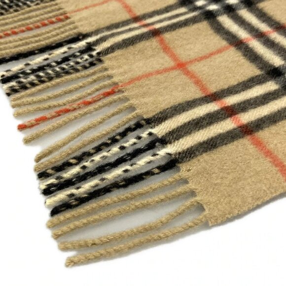 Auth Burberry's - Light Brown Black Red Cashmere Scarf - Picture 2 of 8